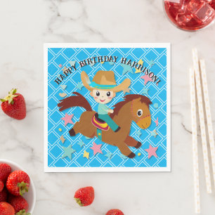 Serviette En Papier Cute Cowboy et Horse Western Anniversaire