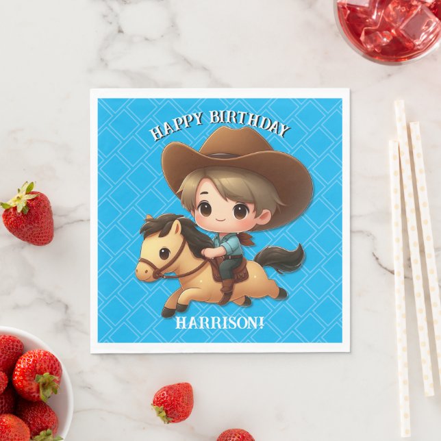 Serviette En Papier Cute Cowboy et Horse Western Anniversaire (En situation)