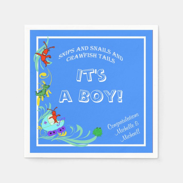 Serviette En Papier Cute Crawfish Cajun Baby Boy (Devant)