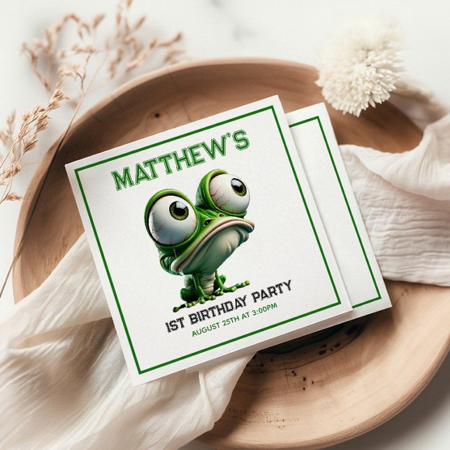 Serviette En Papier Cute Crazy Frog Farm Theme 1st Birthday Party (Cute Crazy Frog Farm Theme 1st Birthday Party Napkins
)