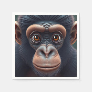 Serviette En Papier Cute Crazy Funny Chimpanzé Anime Portrait