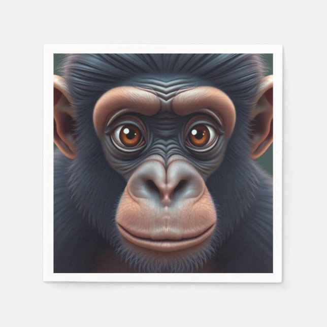 Serviette En Papier Cute Crazy Funny Chimpanzé Anime Portrait (Devant)