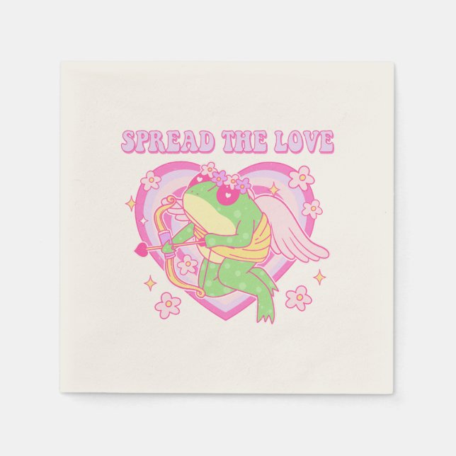 Serviette En Papier Cute Cupid Frog - Étaler l'amour (Devant)
