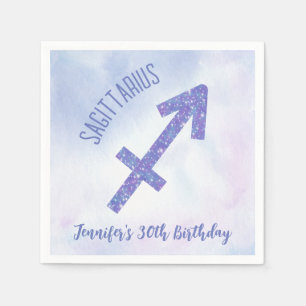 Serviette En Papier Cute Custom Sagittarius Purple Anniversaire