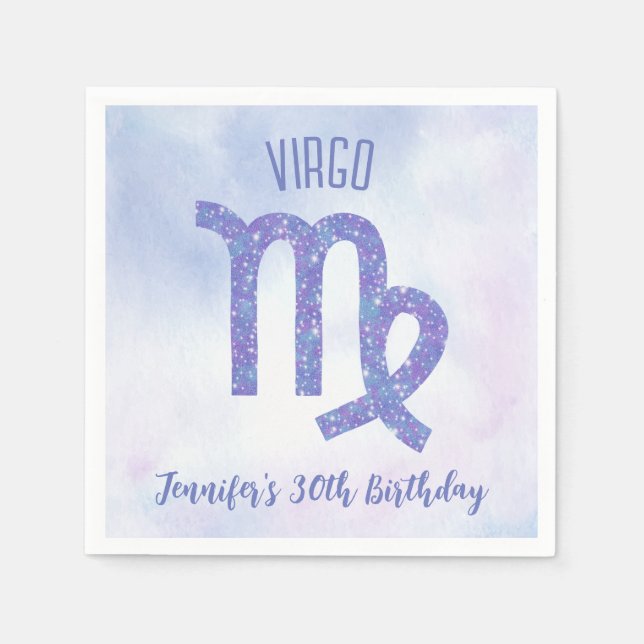 Serviette En Papier Cute Custom Virgo Purple Astrologie Anniversaire (Devant)