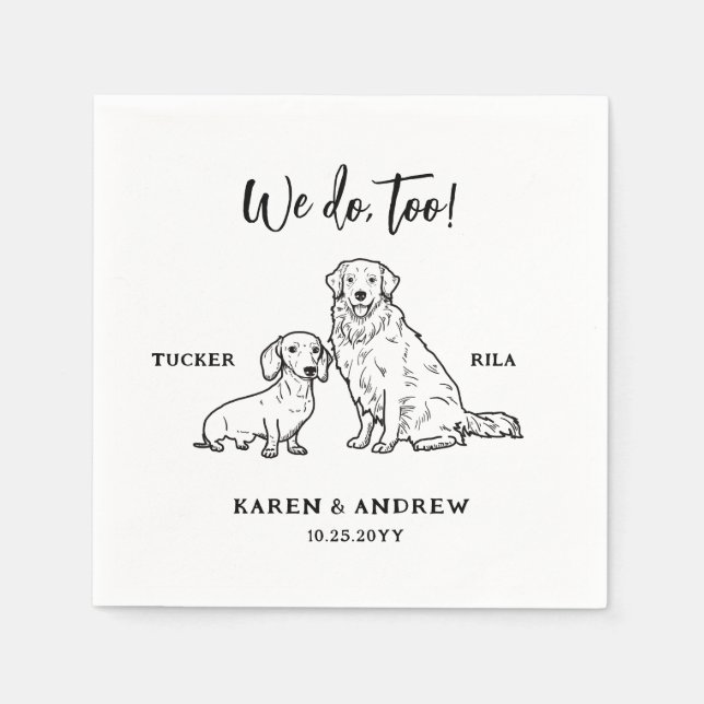 Serviette En Papier Cute Dachshund Golden Retriever Chien Mariage (Devant)