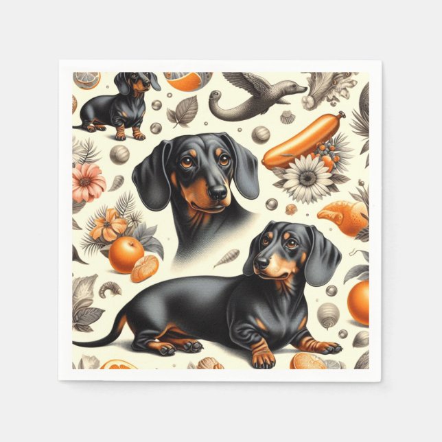 Serviette En Papier Cute Dachshund Motif (Devant)