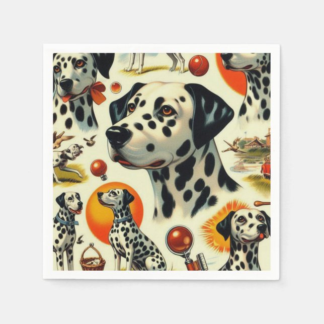 Serviette En Papier Cute Dalmatien sans joint (Devant)