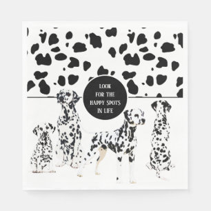 Serviette En Papier Cute Dalmatiens Noir & Blanc Zones Joyeuses