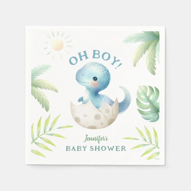 Serviette En Papier Cute Dino Oh Boy Dinosaur Baby shower (Devant)