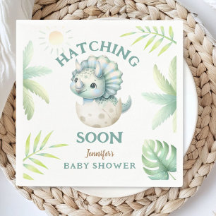 Serviette En Papier Cute Dino Triceratops Dinosaure Garçon Baby Shower