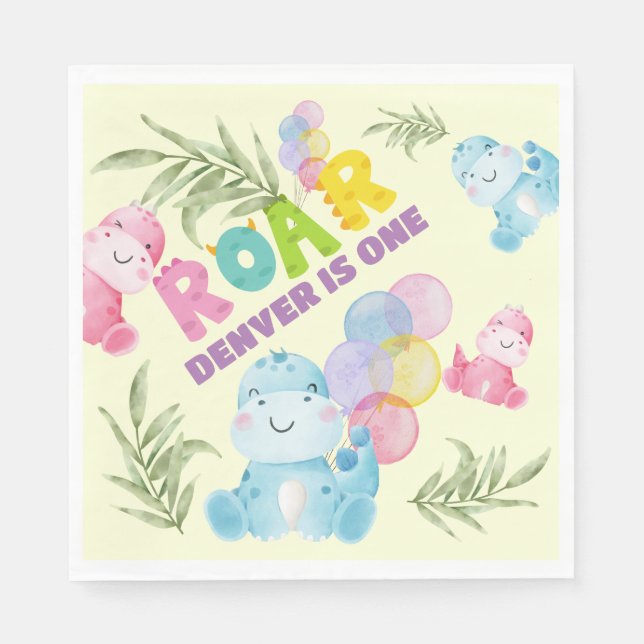 Serviette En Papier Cute Dinosaur Anniversaire Fête Enfants Dino Boys (Devant)