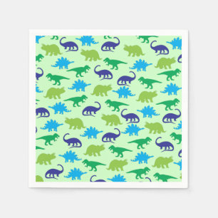 Serviette En Papier Cute Dinosaur Baby shower Dino Blue et Green Boy