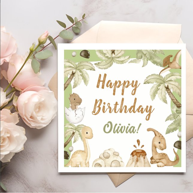 Serviette En Papier Cute Dinosaur Boy Anniversaire (Créateur téléchargé)