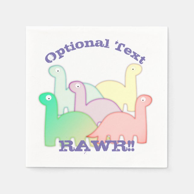 Serviette En Papier Cute Dinosaures Pastel Coloré (Devant)