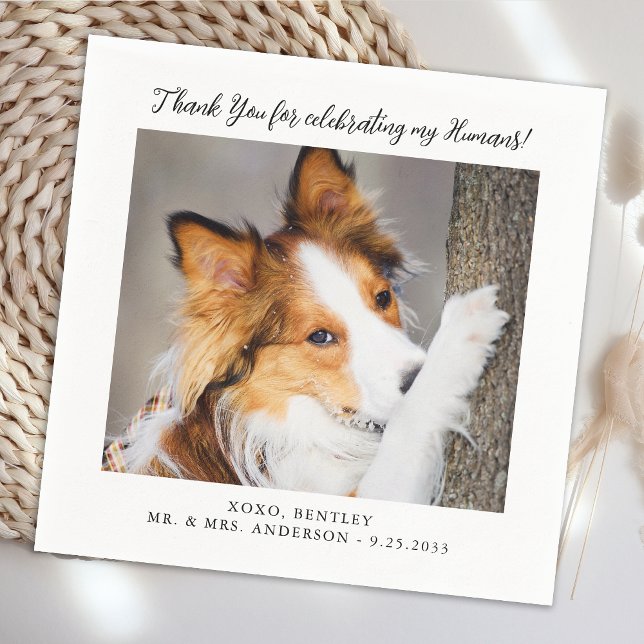 Serviette En Papier Cute Dog Photo Moderne Simple Mariage personnalisé (Créateur téléchargé)
