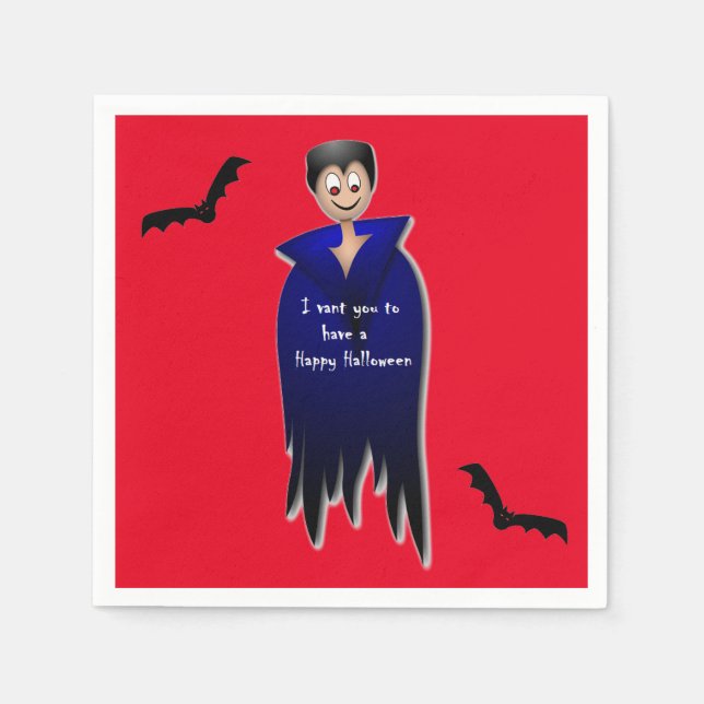 Serviette En Papier Cute Dracula Halloween (Devant)