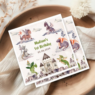 Serviette En Papier Cute Dragon 1ère fête d'anniversaire