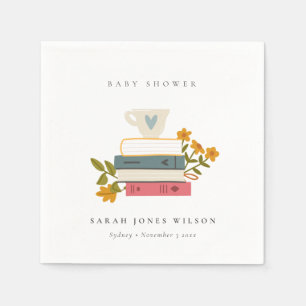 Serviette En Papier Cute Dusky empilé Storybooks Baby shower Floral
