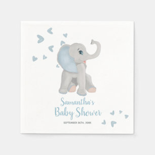 Serviette En Papier Cute Elephant bleu Aquarelle Baby shower élégant