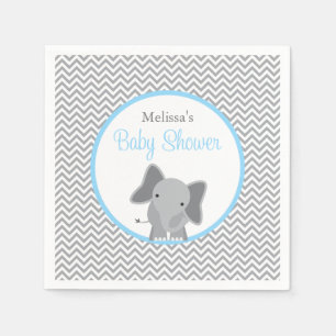 Serviette En Papier Cute Elephant Chevron Baby shower bleu clair