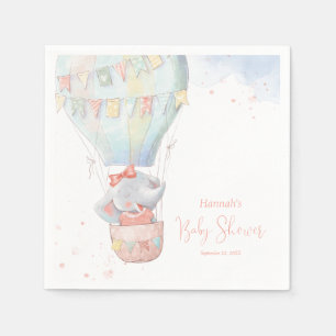 Serviette En Papier Cute Elephant Girl Baby shower rose serviettes