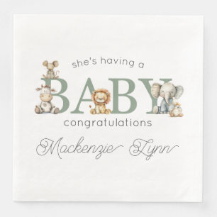 Serviette En Papier Cute farci Animaux Baby shower neutre genre