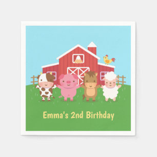 Serviette En Papier Cute Farm Animaux Anniversaires de enfants Fête Fo