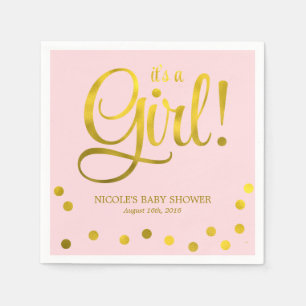 Serviette En Papier Cute Faux Gold Foil Confetti Girl Baby shower