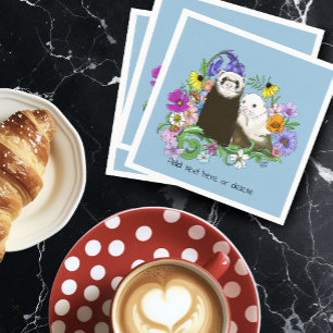 Serviette En Papier Cute Ferrets Floral