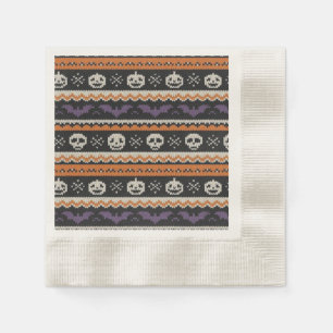 Serviette En Papier Cute, fine île/colorwork Halloween crâne et chauve