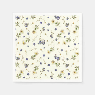 Serviette En Papier Cute Fleurs sauvages Vintages modernes sur blanc