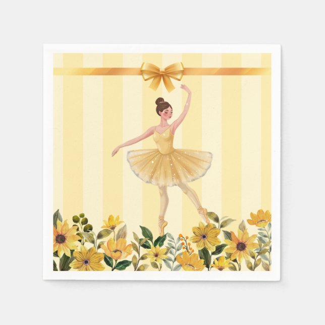 Serviette En Papier Cute Floral Jaune Ballerina  Baby shower (Devant)