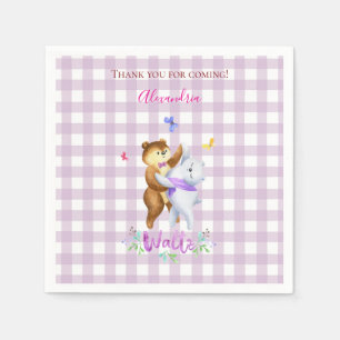 Serviette En Papier Cute Forest Animaux Salle de bal Valse Lilac En vi