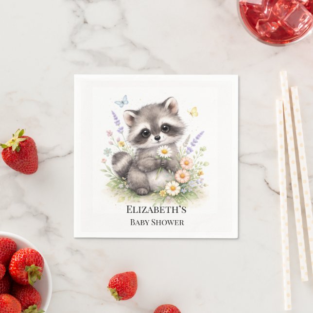Serviette En Papier Cute Forest Baby Raccoon Baby Shower  (En situation)