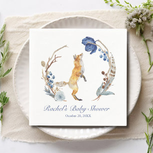 Serviette En Papier Cute Fox bois aquarelle Baby shower Floral