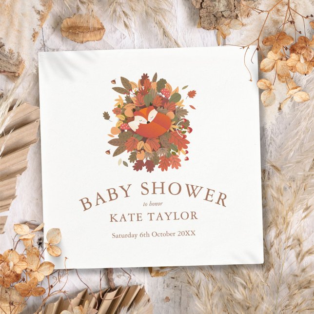 Serviette En Papier Cute Fox Cub Baby shower de bois (Cute Fox Cub Woodland Baby Shower Napkins)