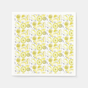 Serviette En Papier Cute Fraîche Citrus Citron D'Été Doodle Jaune