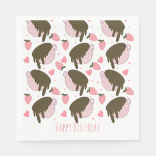 Serviette En Papier Cute fraise Chocolat Déchets Coeurs café