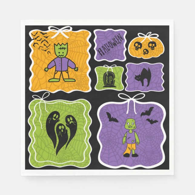 Serviette En Papier Cute Frankenstein Coquette Halloween (Devant)