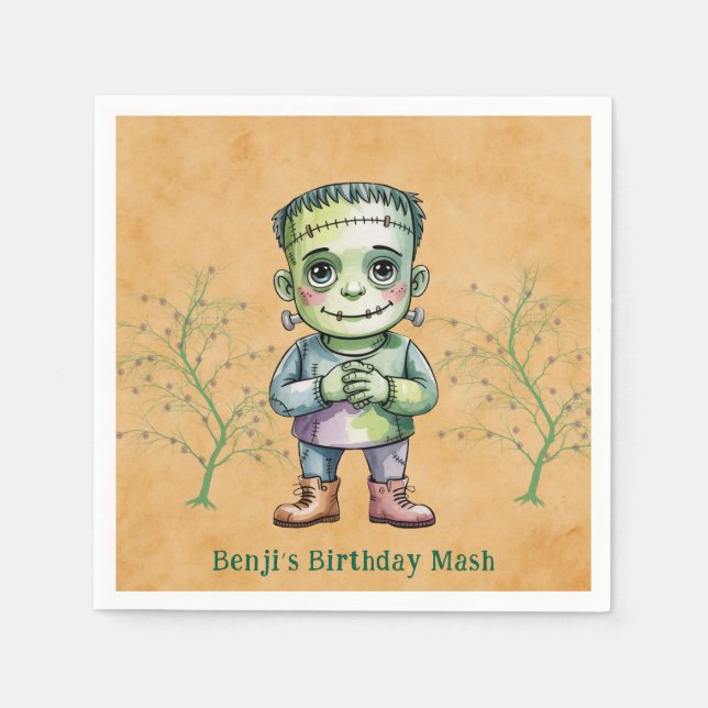 Serviette En Papier Cute Frankenstein Halloween Anniversaire (Devant)