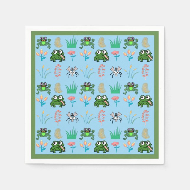Serviette En Papier Cute Frog Cocktail Party Napkins (Devant)