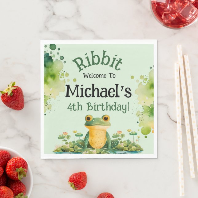 Serviette En Papier Cute Frog fête d'anniversaire (En situation)