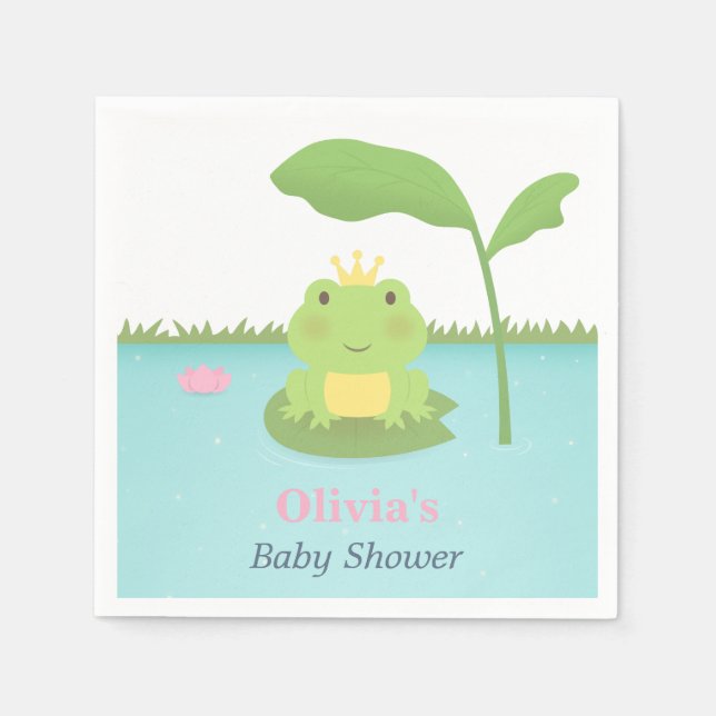 Serviette En Papier Cute Frog Prince Boy Baby shower Fournitures (Devant)