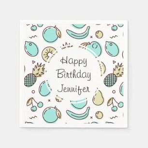 Serviette En Papier Cute Fruit Motif Summery Thème Anniversaire