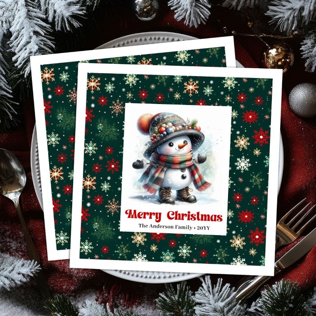 Serviette En Papier Cute funny snowman with snowflakes kids napkins (Cute funny snowman with snowflakes kids napkins)