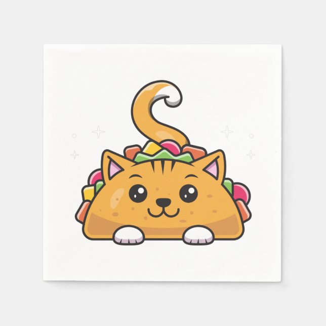 Serviette En Papier Cute Funny Taco chat arc-en-ciel (Devant)