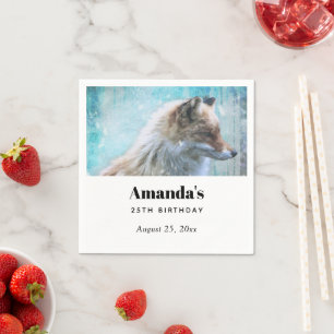 Serviette En Papier Cute Furry Fox sur Blue Grunge Arrière - plan Anni