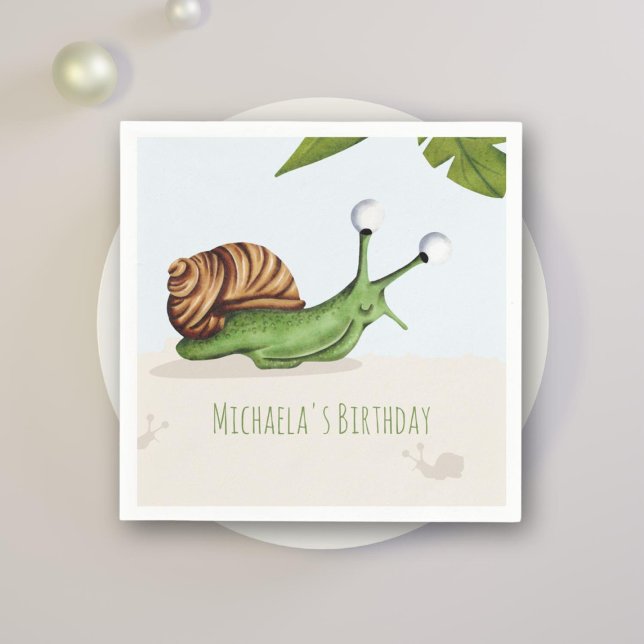 Serviette En Papier Cute Garden Snail fête d'anniversaire (Créateur téléchargé)
