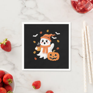 Serviette En Papier Cute Ghost Boire Café de glace Halloween